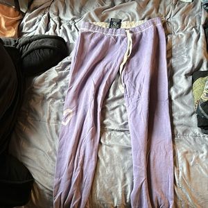 PINK purple sweatpants with little heart design on leg